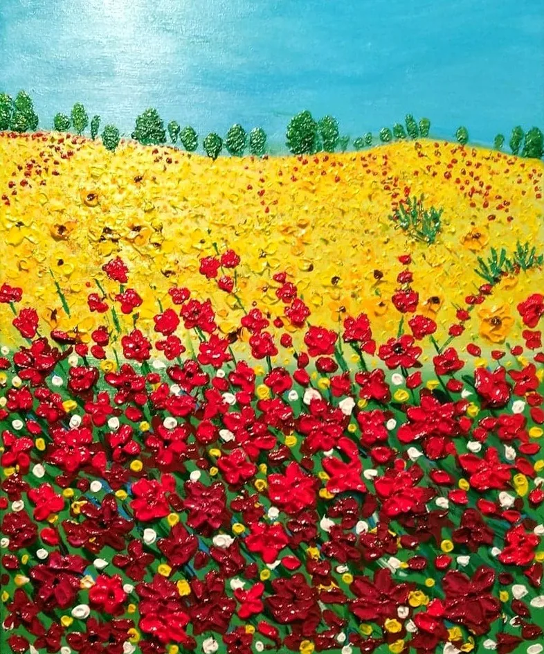 Golden Hillside — painting on canvas, by Jeanette Ernst