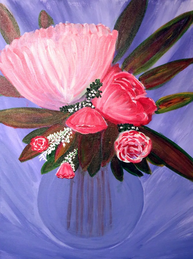 Pink Bouquet — painting on canvas, by Jeanette Ernst