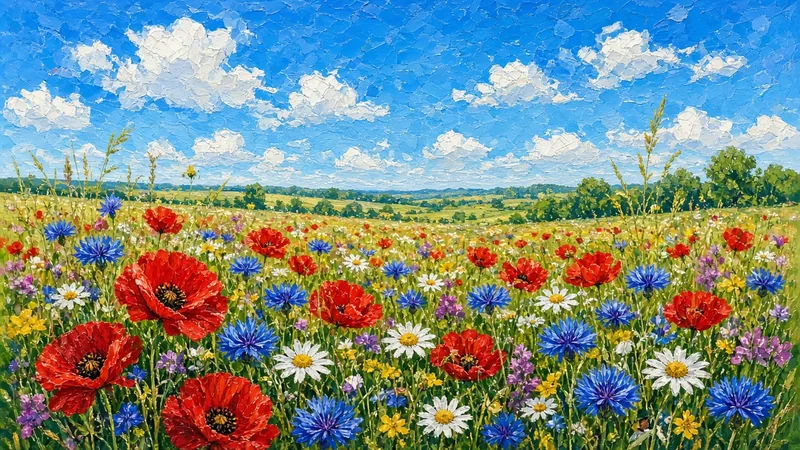 Wildflower Meadow — acrylic on canvas, 20 × 12 in, by Jeanette Ernst